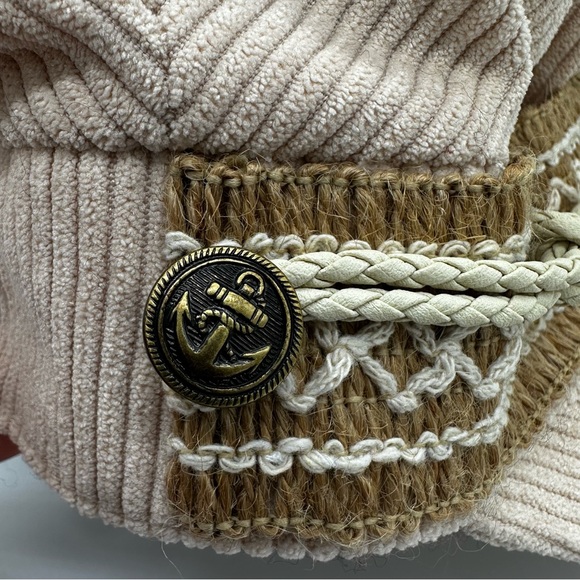 NWT Free People Peter Grimm Ivory Embellished Military Hat One Size - Picture 7 of 11